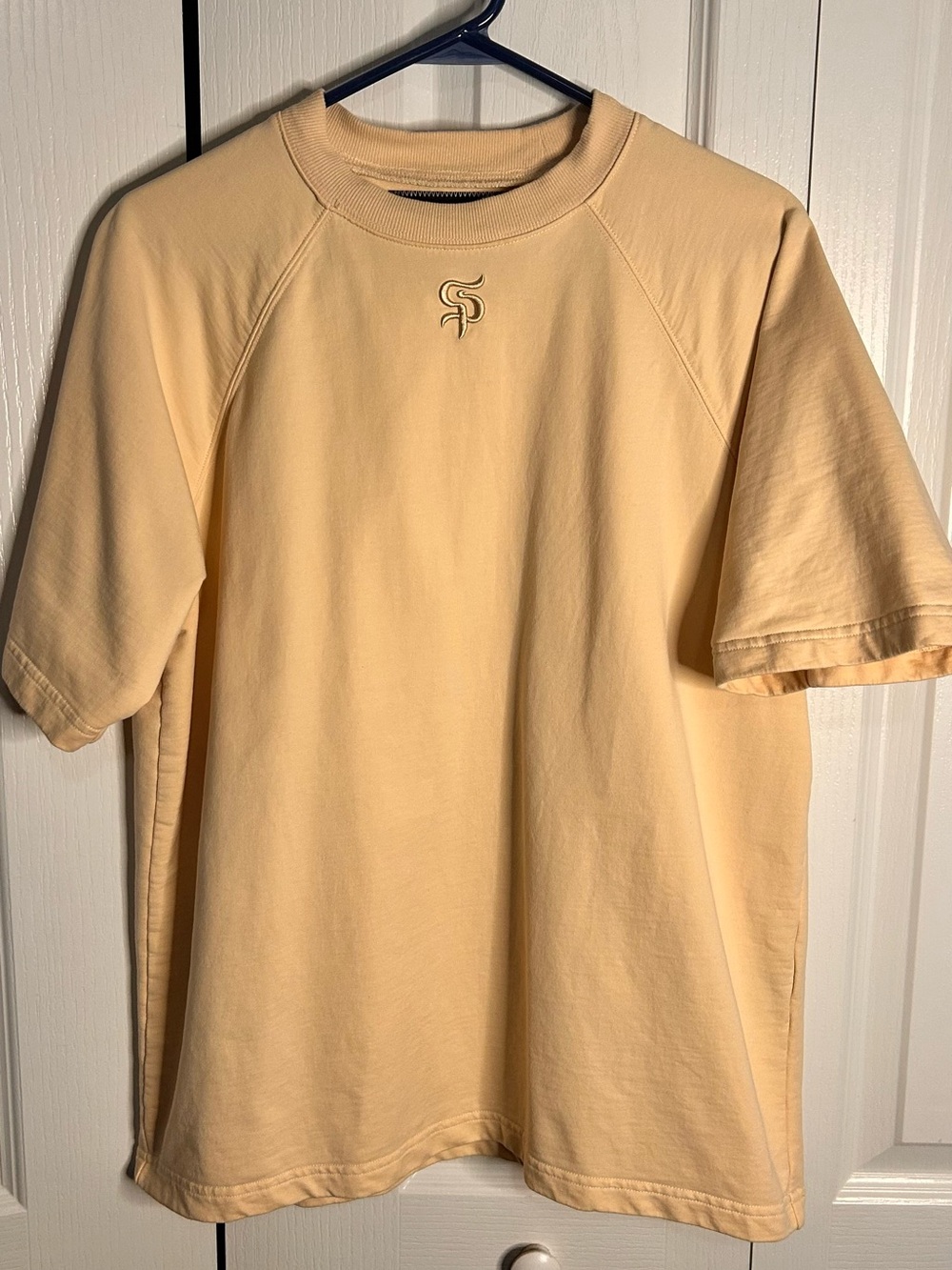 Saint Potential Exru Cotton Crew Neck Tee Shirt Top Cream Mens Size Small
